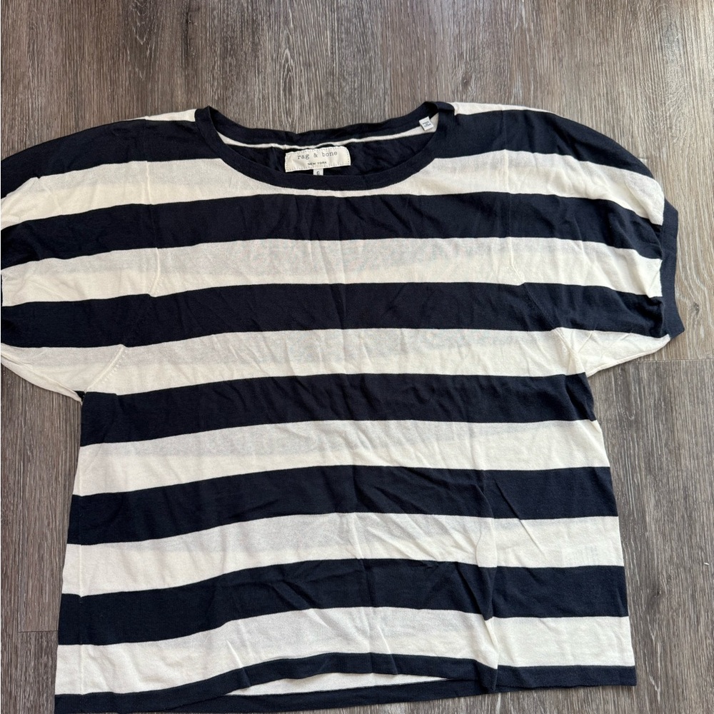 Rag & Bone Navy and White Striped Shirt